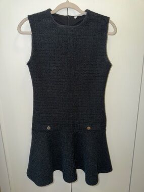 Zara Black Textured Sleeveless Dress